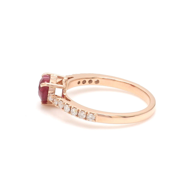 Ruby Heart Diamond Solitaire Ring - qivii