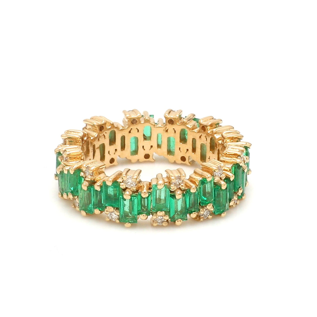 Emerald and Diamond Zig Zag Ring - qivii