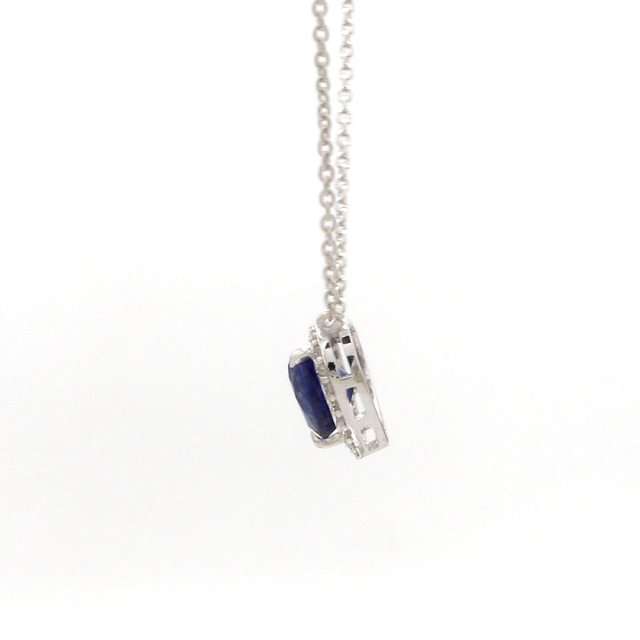 Blue Sapphire Heart and Diamond Necklace - qivii