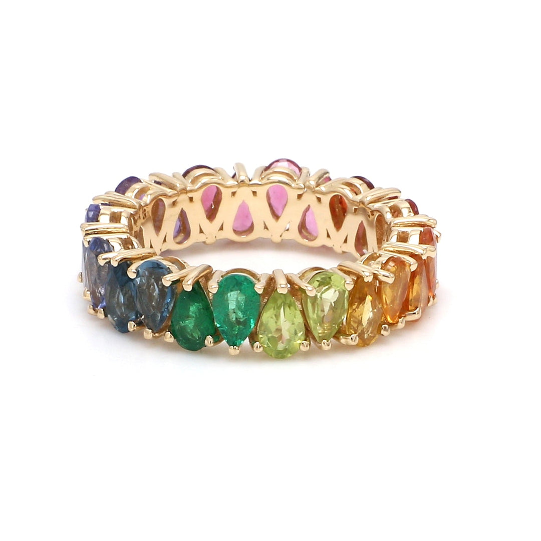 Rainbow Gemstone Pear Upside Down Ring - qivii