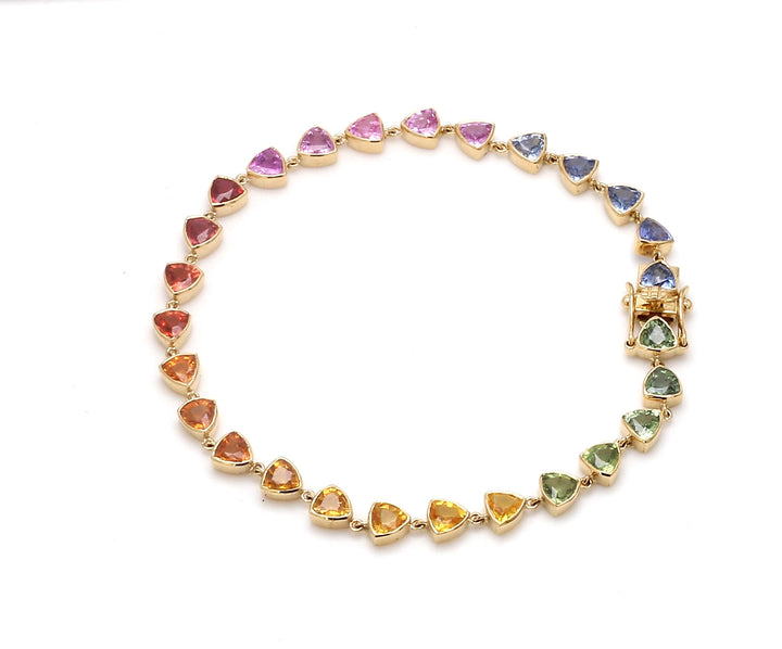 Rainbow Sapphire Trillion Link Bracelet - qivii