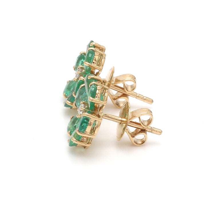 Emerald Pear Flower Studs - qivii