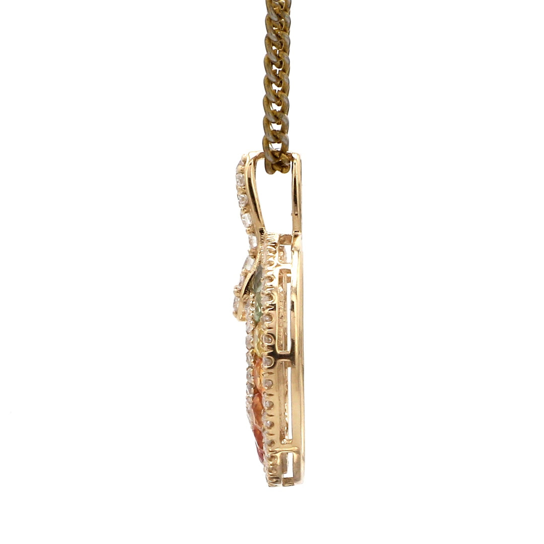 Rainbow Sapphire Round Disc Pendant - qivii