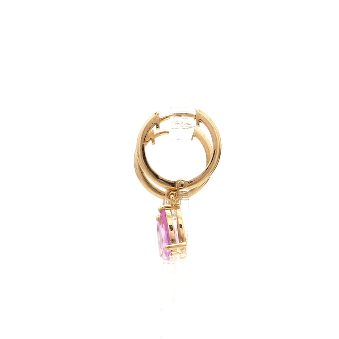 Pink Sapphire Pear Prong Set Mini Earrings - qivii