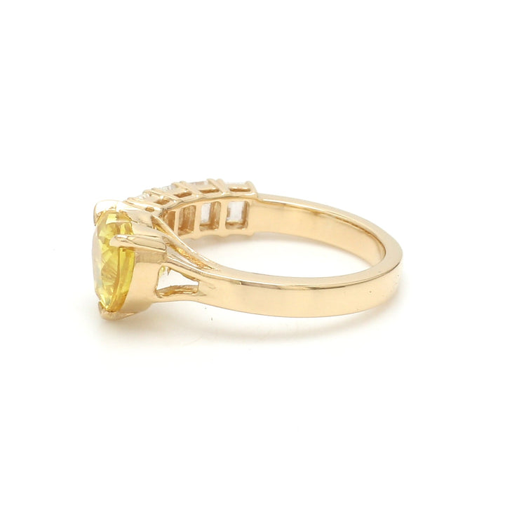 Yellow Sapphire Heart Diamond Open Ring - qivii