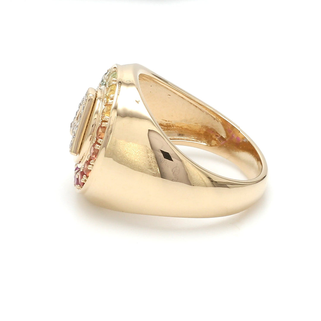 Rainbow Sapphire Letter Signet Ring - qivii