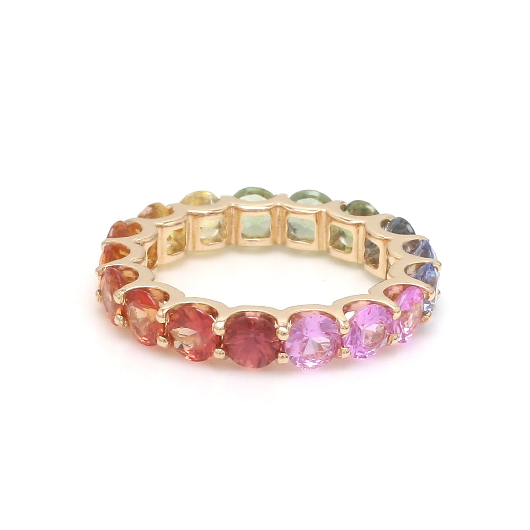 Rainbow Sapphire Round U-Prong Ring - qivii