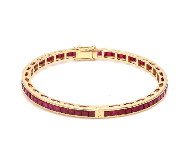 Ruby Princess Cut Channel Set Bangle - qivii