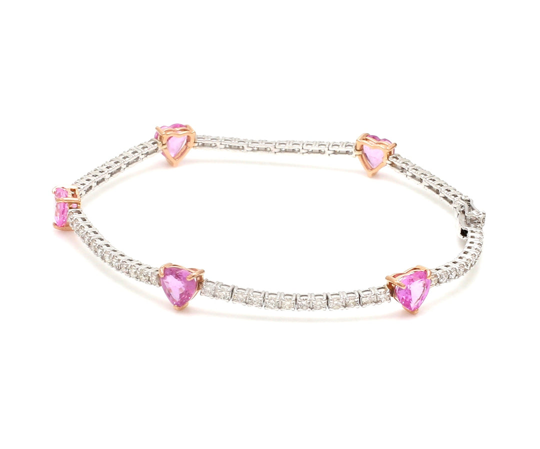 Pink Sapphire Heart Diamond Bracelet - qivii