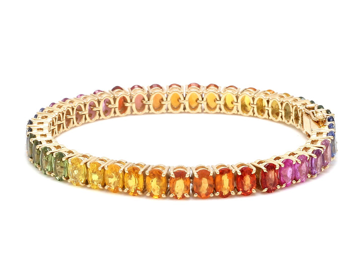 Rainbow Sapphire 6x4MM Oval Bracelet - qivii