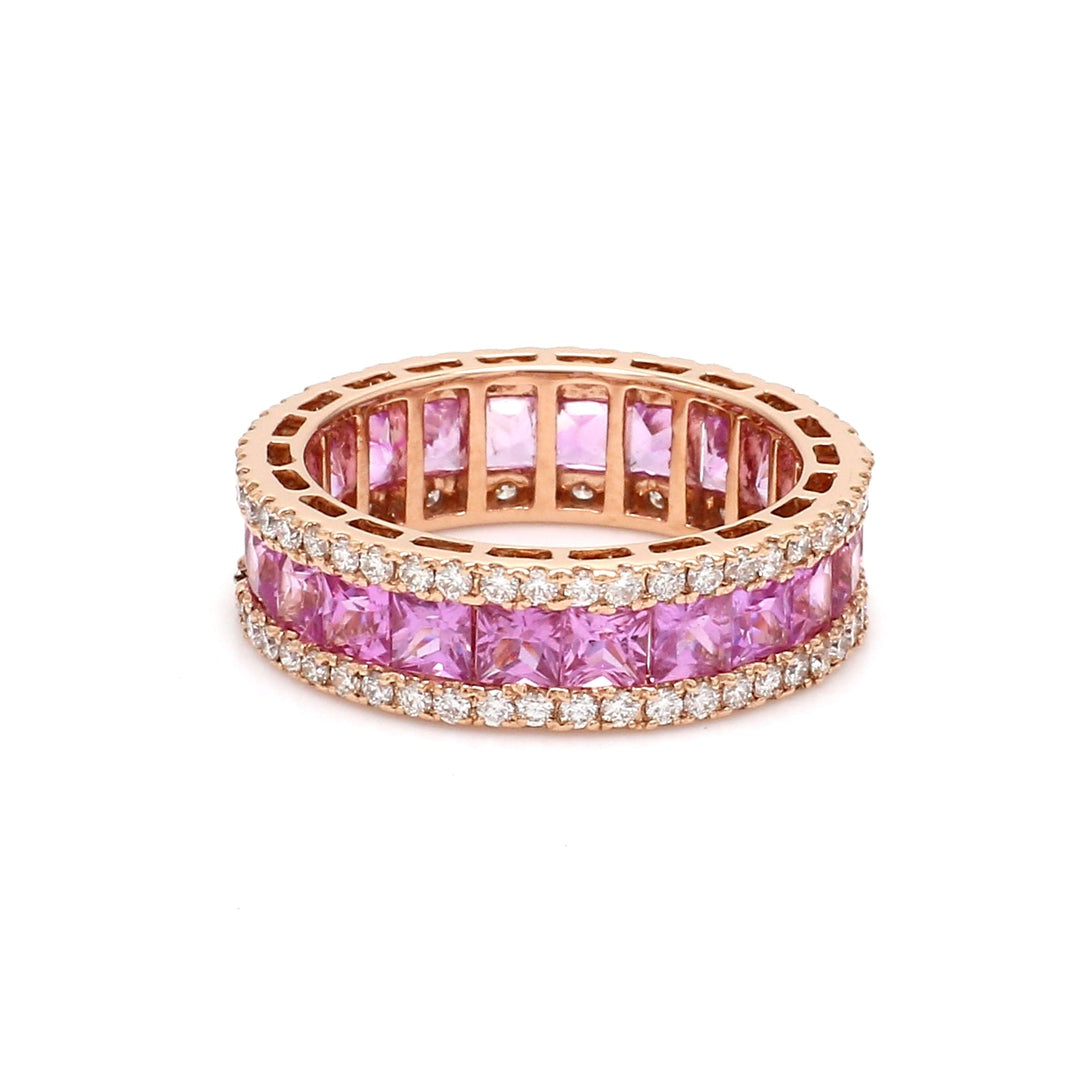 Pink Sapphire Princess Cut Diamond Ring - qivii
