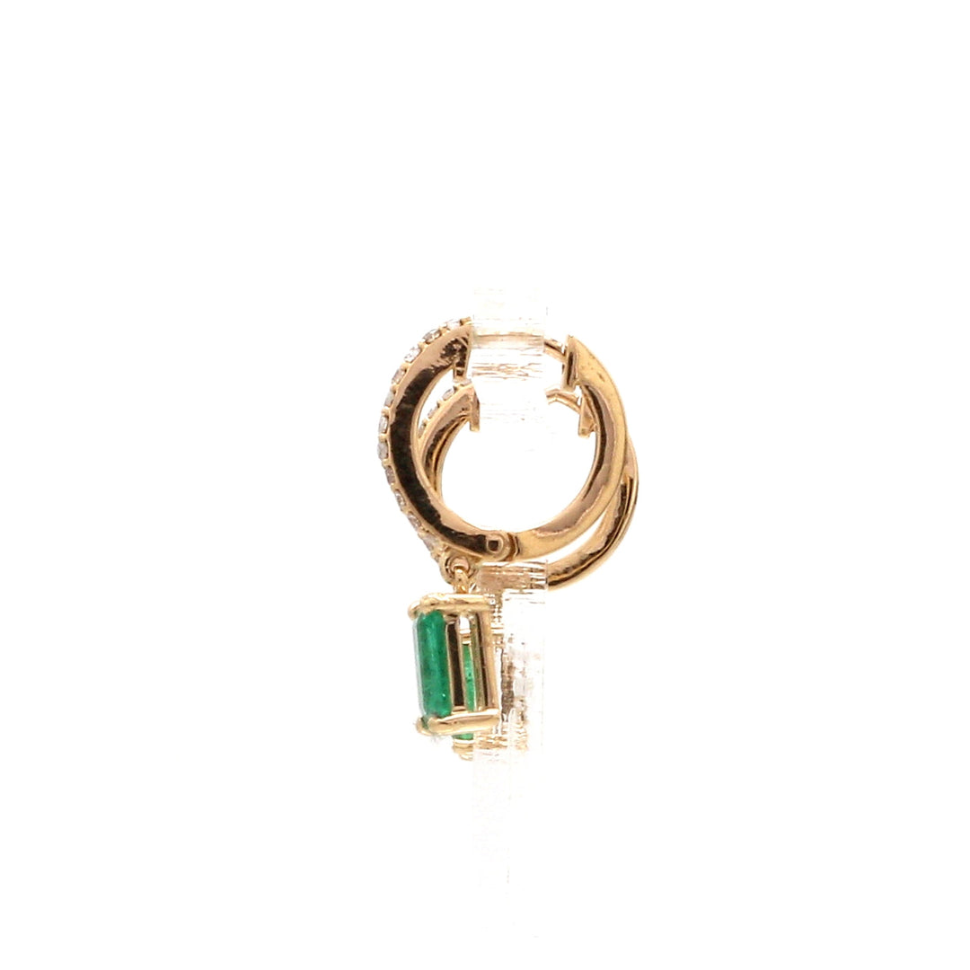 Emerald Octogen Mini Huggies Earrings - qivii