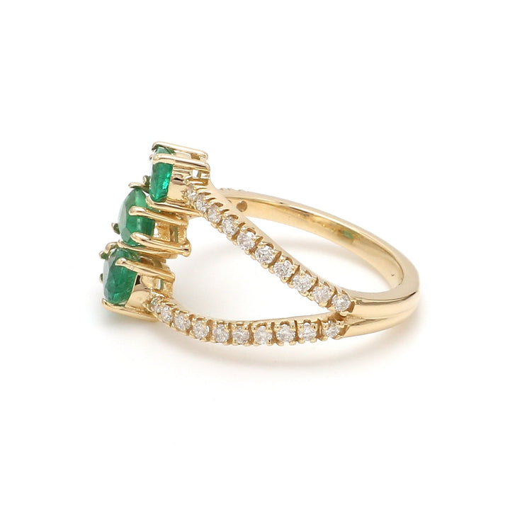 Emerald Three Pear Diamond Ring - qivii