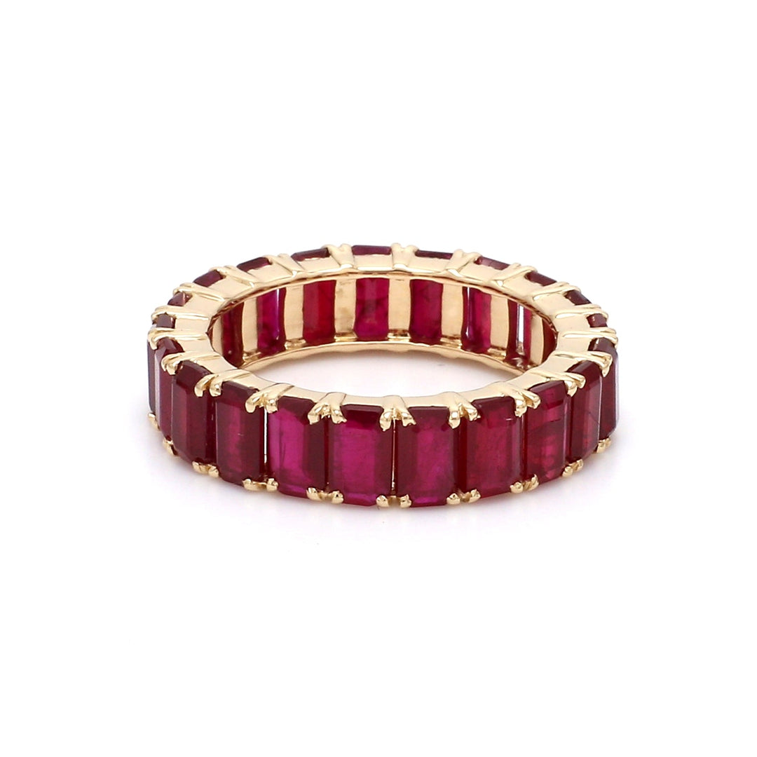 Ruby Emerald Cut Eternity Ring - qivii