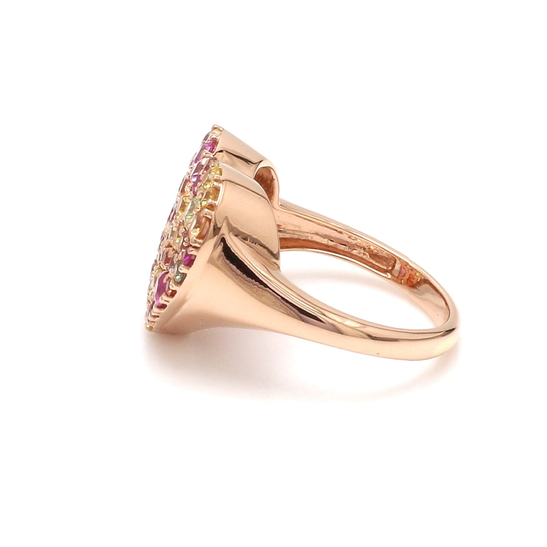 Rainbow Sapphire Pave Heart Ring - qivii