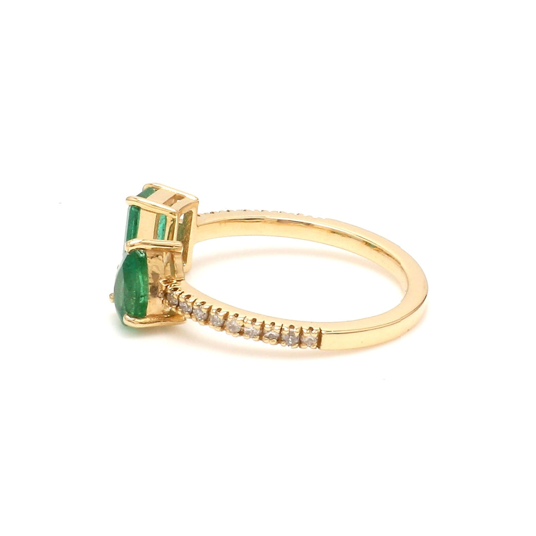 Emerald Octagon Pear Diamond Open Ring - qivii