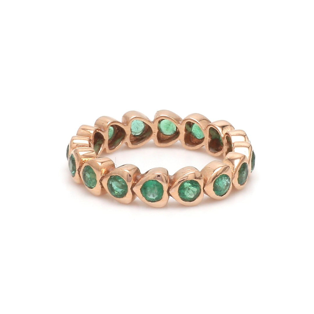 Emerald Round Bezel Set Heart Ring - qivii