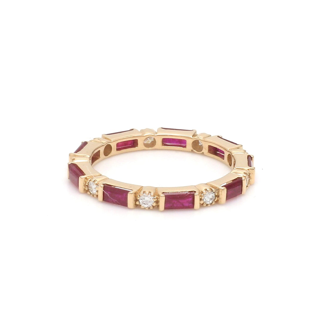Ruby Baguettes Diamond Antique Ring - qivii