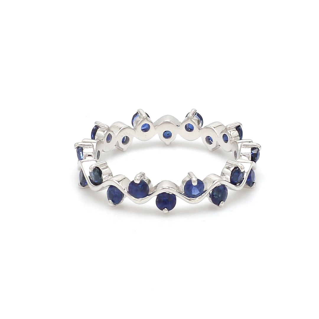 Blue Sapphire Round Upside Down Ring - qivii