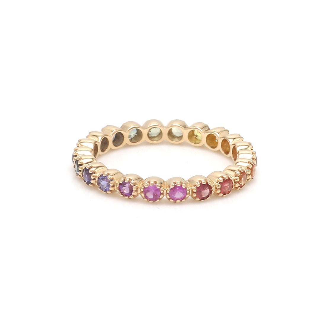 Rainbow Sapphire Bezel Set Filigree Ring - qivii