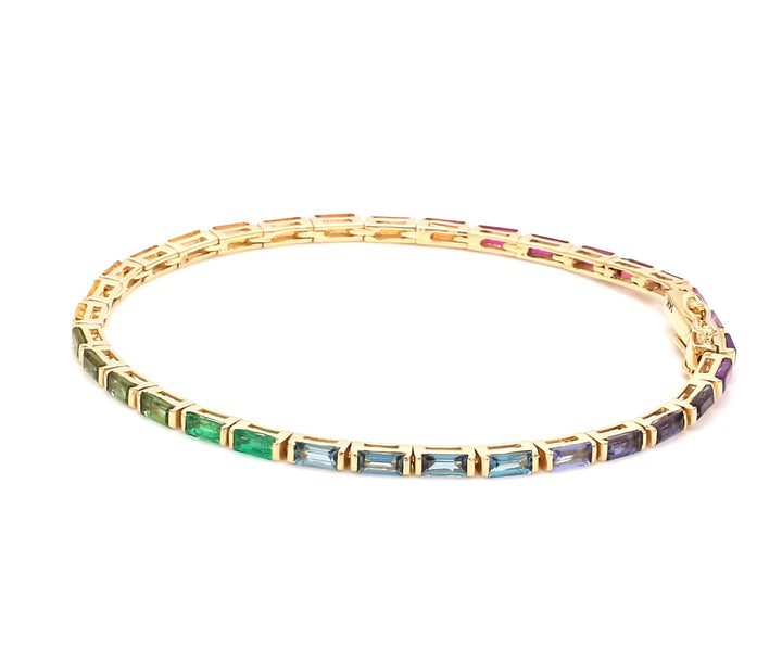 Rainbow Gemstone Baguette Bracelet - qivii
