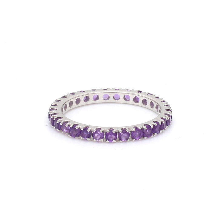Amethyst Round Thin Eternity Band Ring - qivii