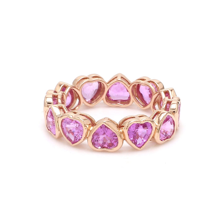 Pink Sapphire Heart Bezel Set Ring - qivii