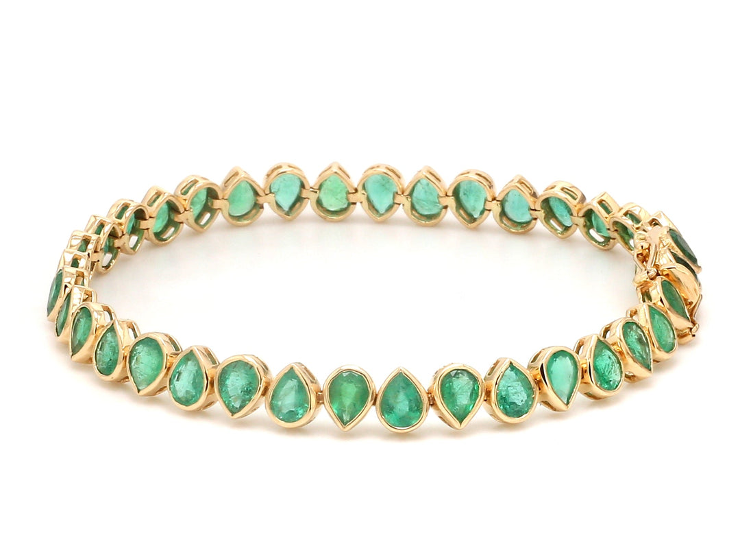 Emerald Pear Bezel Set Upside Down Bracelet - qivii