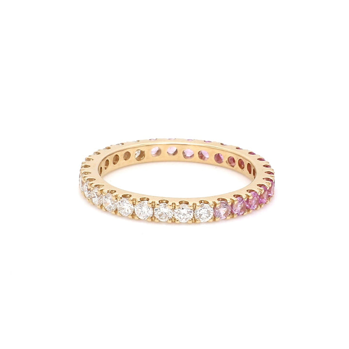 Pink Sapphire Diamond Half & Half Ring - qivii