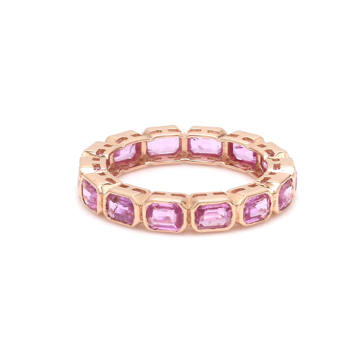 Pink Sapphire Bezele Set Eternity band ring - qivii