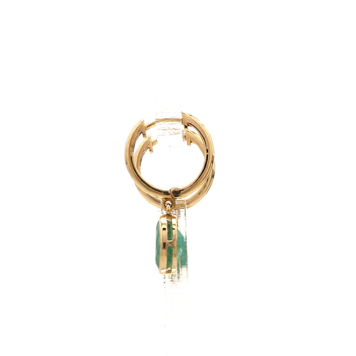 Emerald Oval Bezel Set Mini Earrings - qivii