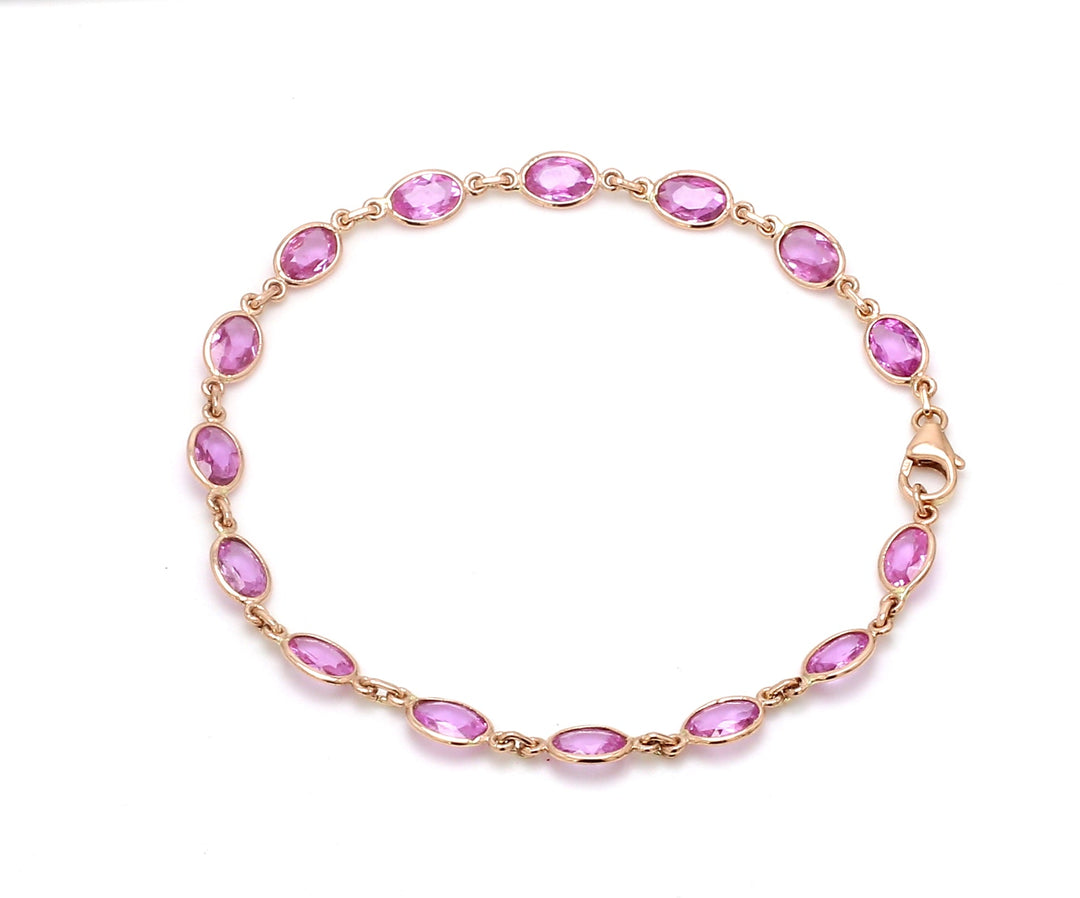 Pink sapphire Oval Rose Cut Bracelet - qivii