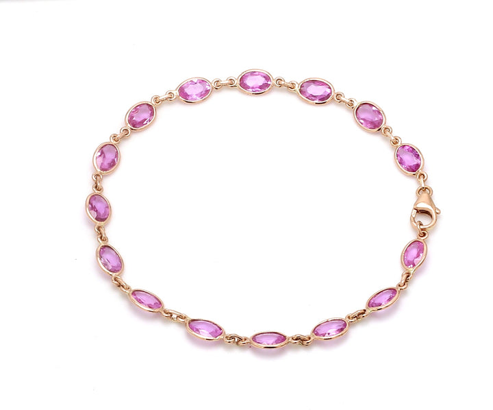 Pink sapphire Oval Rose Cut Bracelet - qivii