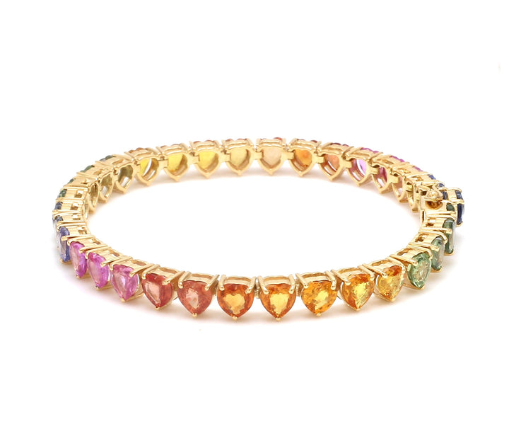 Rainbow Sapphire Big Heart Bracelet - qivii