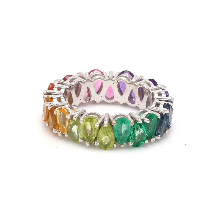 Rainbow Gemstone Pear Upside Down Ring - qivii