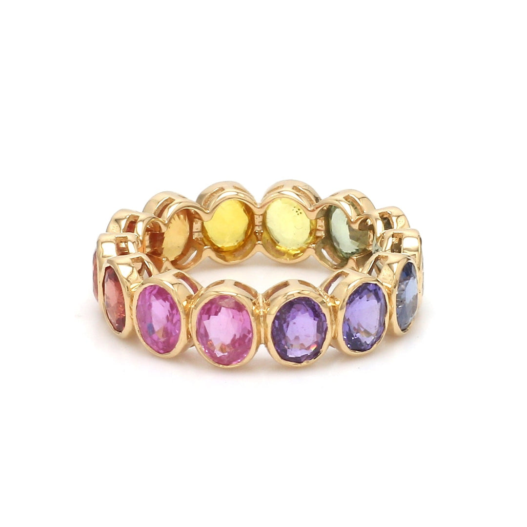 Rainbow Sapphire Oval Bezel Set Ring - qivii