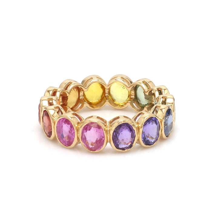 Rainbow Sapphire Oval Bezel Set Ring - qivii