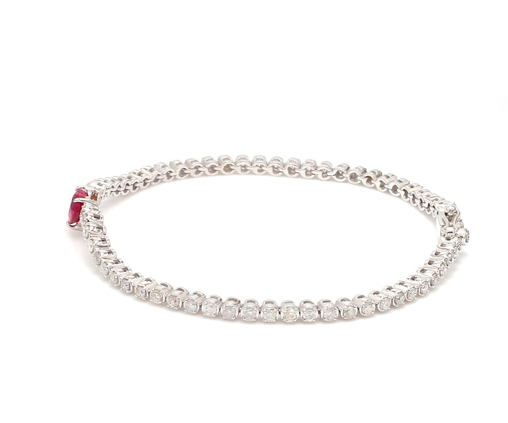 Ruby Heart Diamond Tennis Bracelet Gold | - qivii
