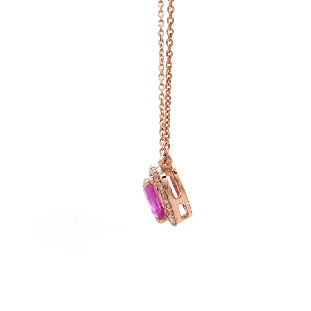 Pink Sapphire Heart With Diamond Pendant Gold - qivii