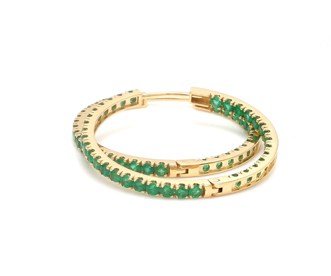 Emerald Round Big Hoops Thin Earrings - qivii