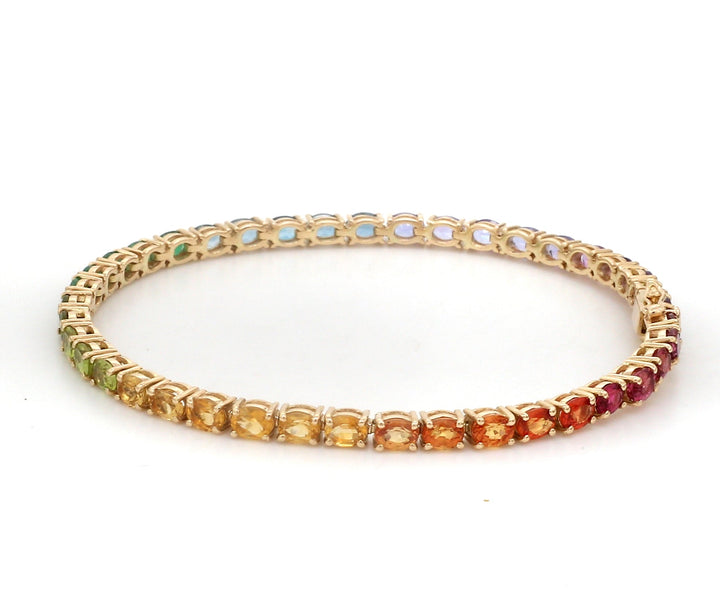Rainbow Gemstone Oval Tennis Bracelet - qivii