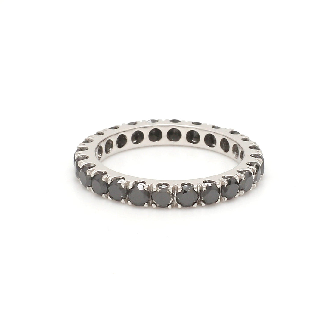 Black Diamond Round Eternity Ring - qivii