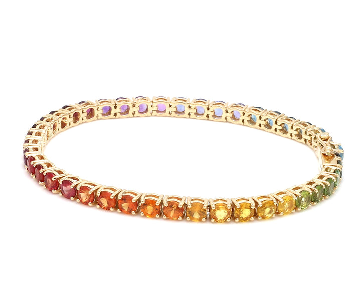 Rainbow Gemstone 4MM Round Bracelet - qivii