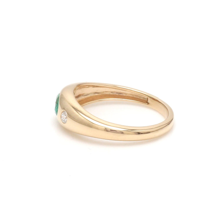 Emerald Oval Round Diamond Mini Chunky Ring - qivii