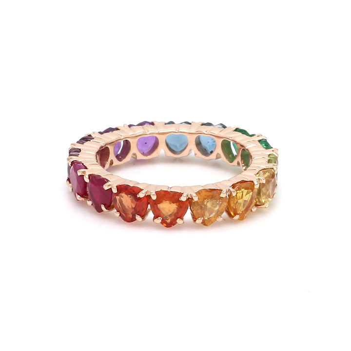 Rainbow Gemstone Prong Set Heart Ring - qivii