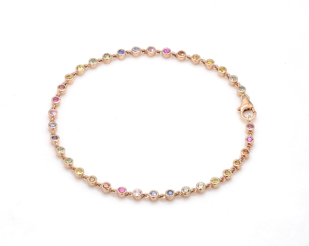 Rainbow Sapphire 2MM Bezel Bracelet - qivii