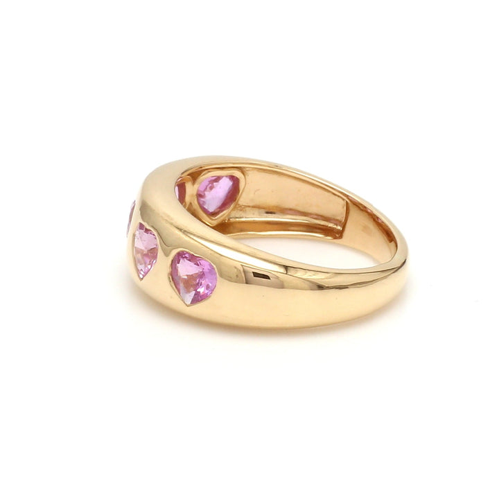 Pink Sapphire Five Heart Chunky Ring - qivii