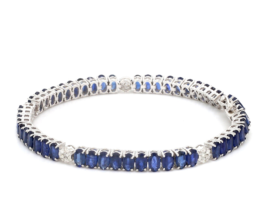 Blue Sapphire Oval Diamond Bracelet - qivii