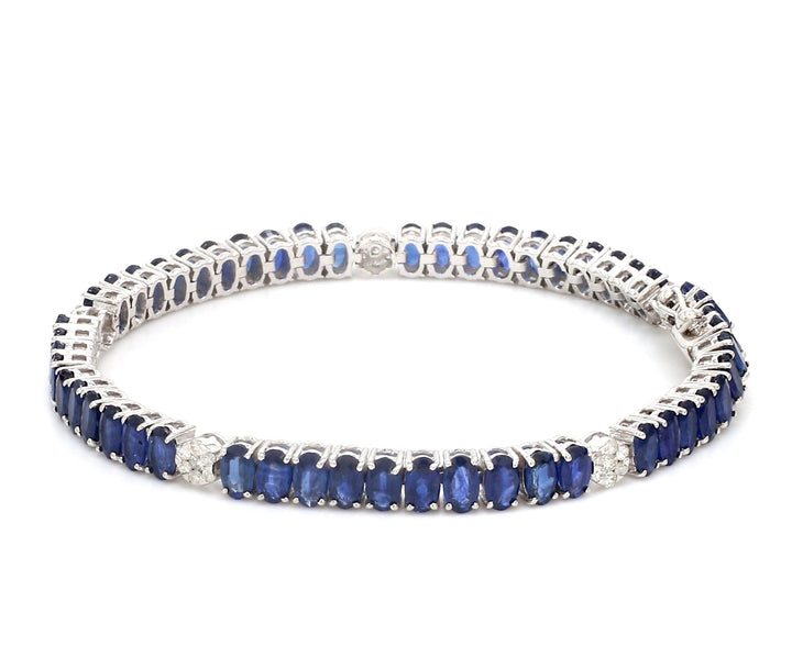 Blue Sapphire Oval Diamond Bracelet - qivii
