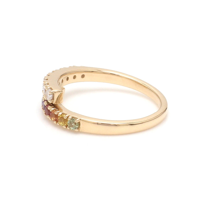 Rainbow Sapphire and Diamond Twist Ring - qivii